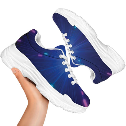 Pink And Teal Lights Speed Print White Chunky Shoes