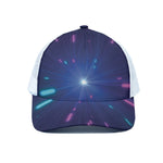 Pink And Teal Lights Speed Print White Mesh Trucker Cap