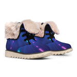 Pink And Teal Lights Speed Print Winter Boots