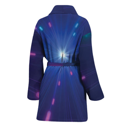 Pink And Teal Lights Speed Print Women's Bathrobe