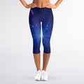 Pink And Teal Lights Speed Print Women's Capri Leggings