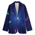 Pink And Teal Lights Speed Print Women's Cotton Blazer