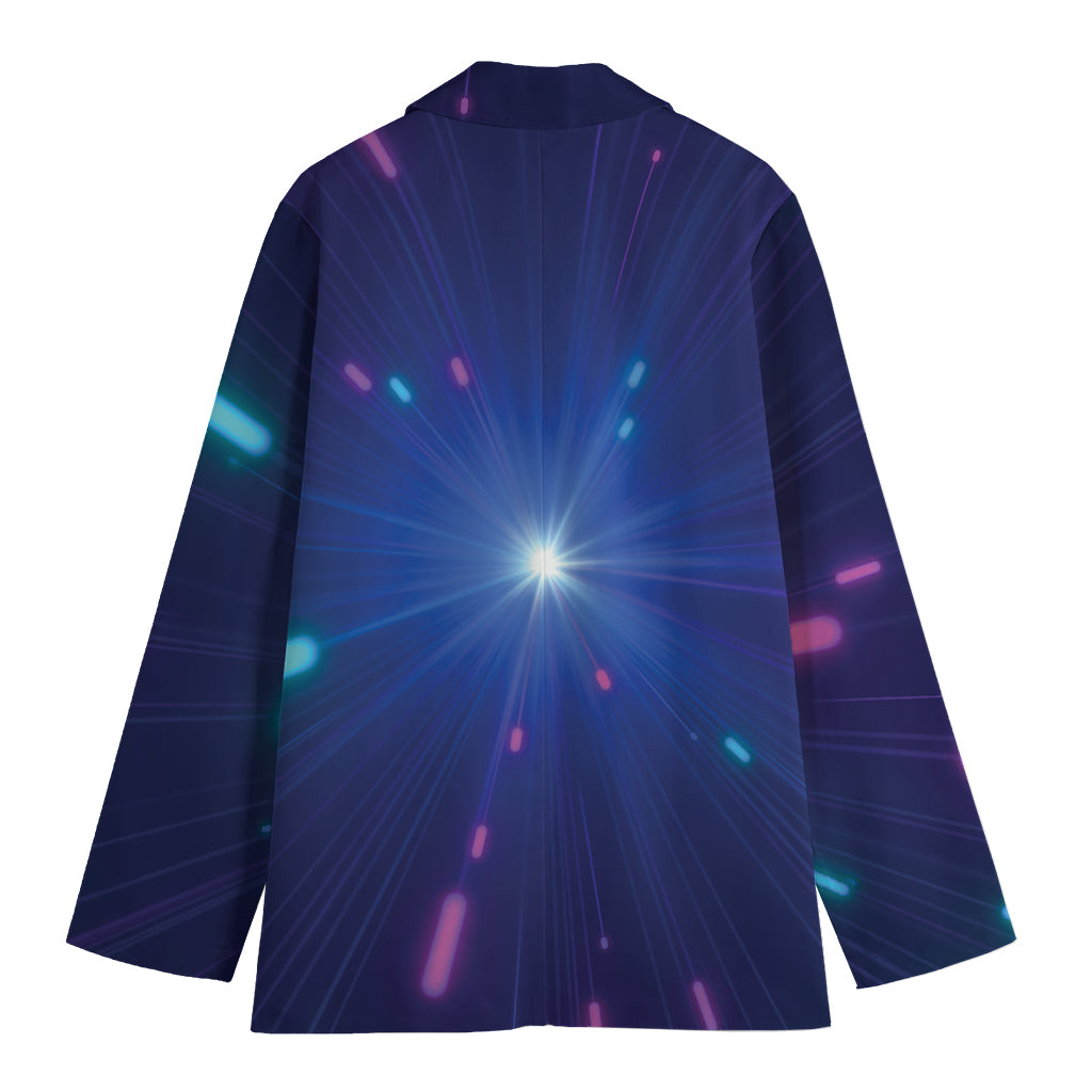 Pink And Teal Lights Speed Print Women's Cotton Blazer