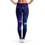 Pink And Teal Lights Speed Print Women's Leggings