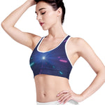 Pink And Teal Lights Speed Print Women's Sports Bra