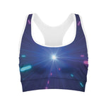 Pink And Teal Lights Speed Print Women's Sports Bra