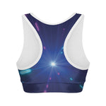 Pink And Teal Lights Speed Print Women's Sports Bra