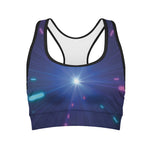 Pink And Teal Lights Speed Print Women's Sports Bra