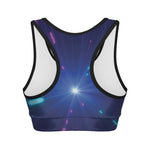Pink And Teal Lights Speed Print Women's Sports Bra