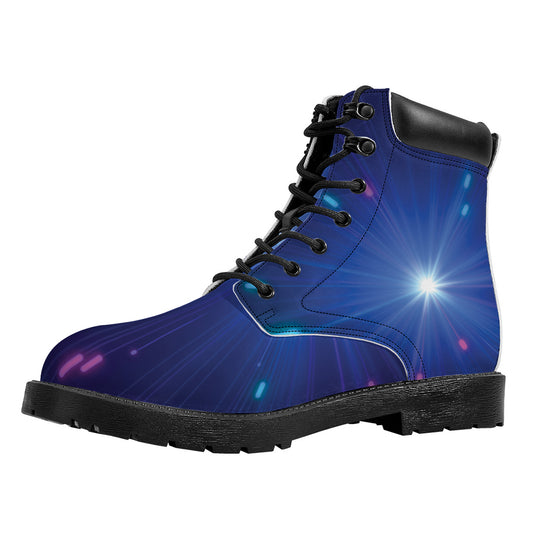 Pink And Teal Lights Speed Print Work Boots