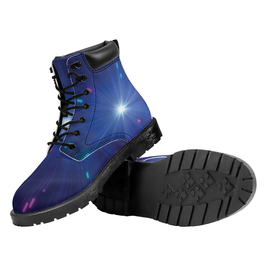 Pink And Teal Lights Speed Print Work Boots