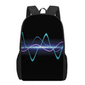 Pink And Teal Sound Wave Print 17 Inch Backpack