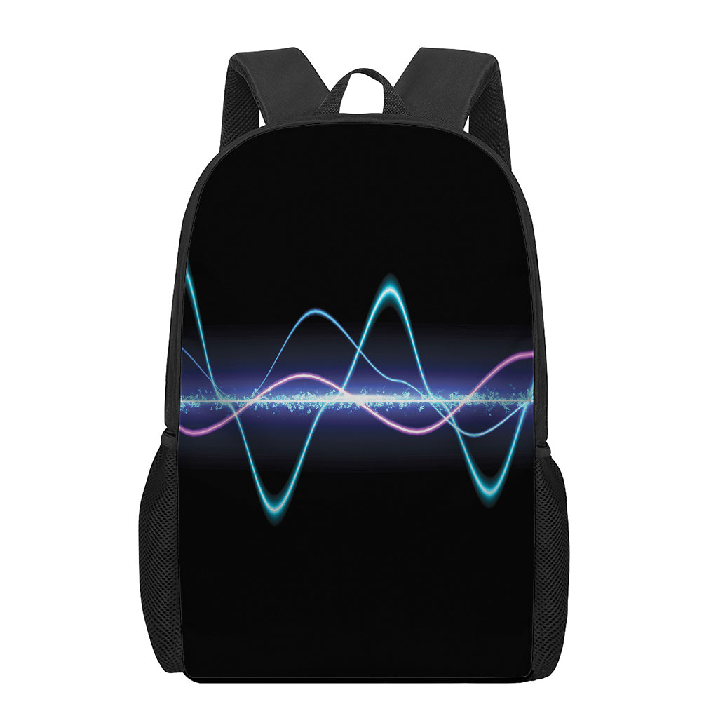 Pink And Teal Sound Wave Print 17 Inch Backpack