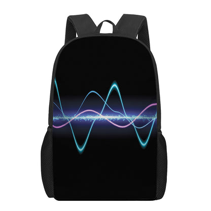 Pink And Teal Sound Wave Print 17 Inch Backpack