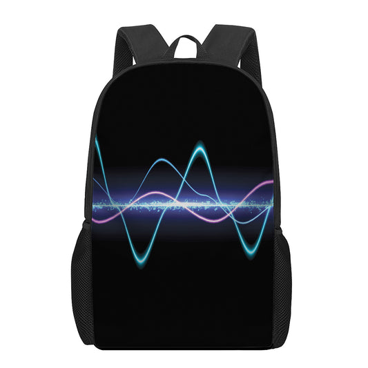 Pink And Teal Sound Wave Print 17 Inch Backpack