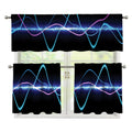 Pink And Teal Sound Wave Print 3 Piece Kitchen Curtains