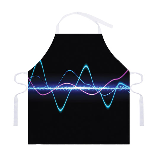 Pink And Teal Sound Wave Print Adjustable Apron