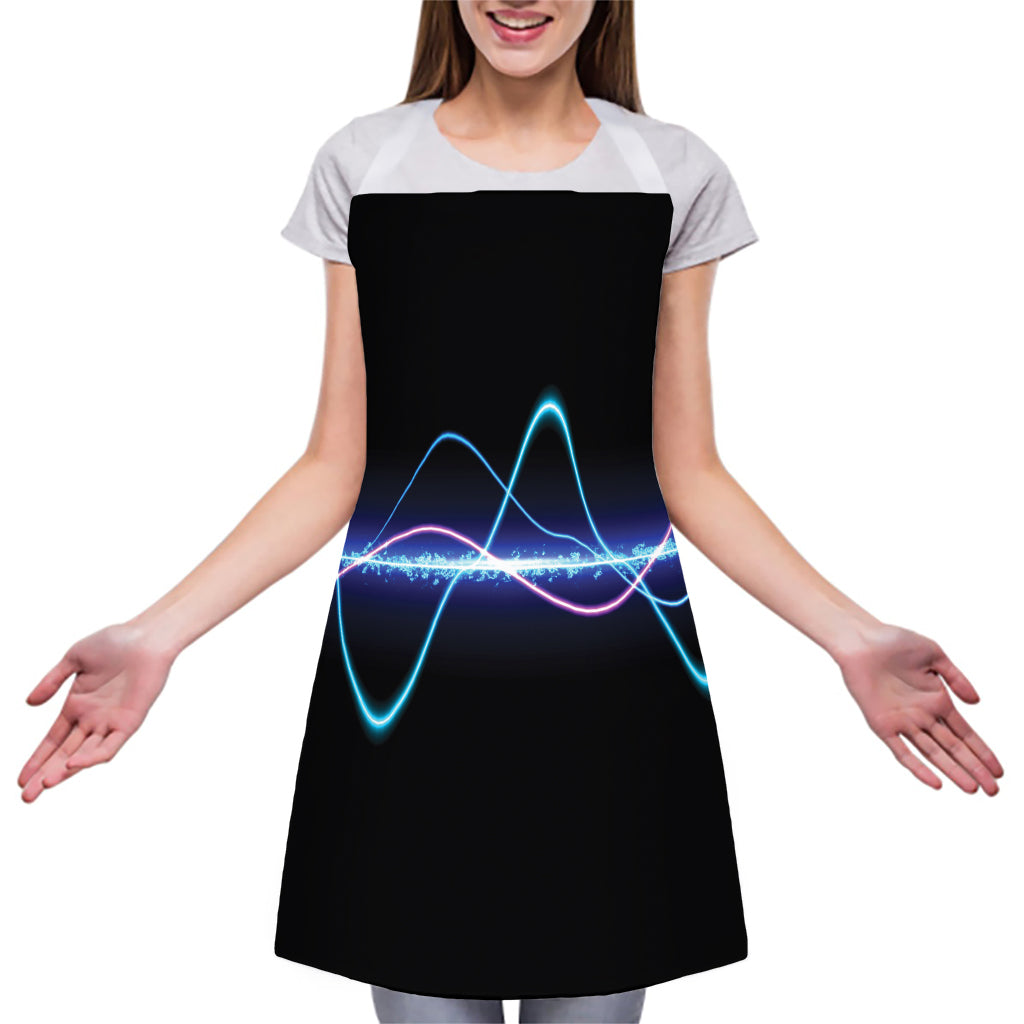 Pink And Teal Sound Wave Print Adjustable Apron
