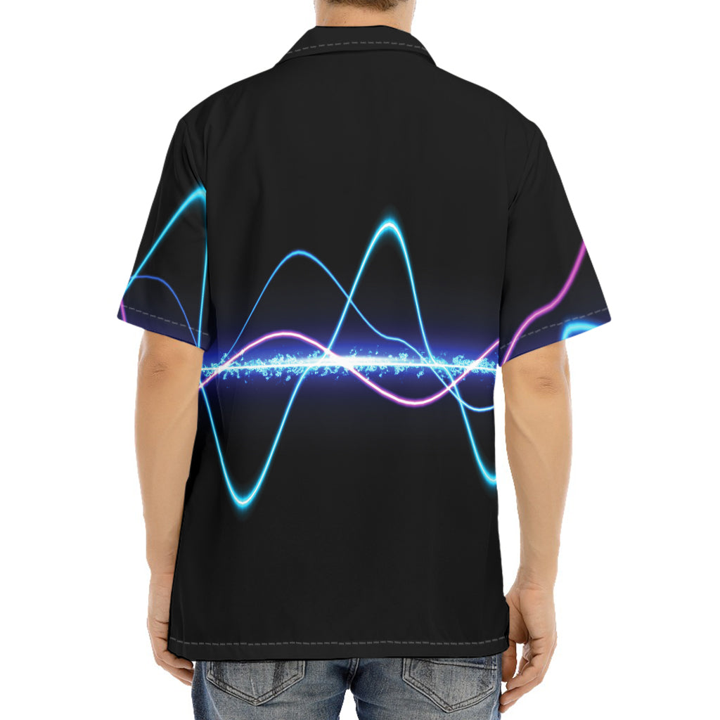 Pink And Teal Sound Wave Print Aloha Shirt