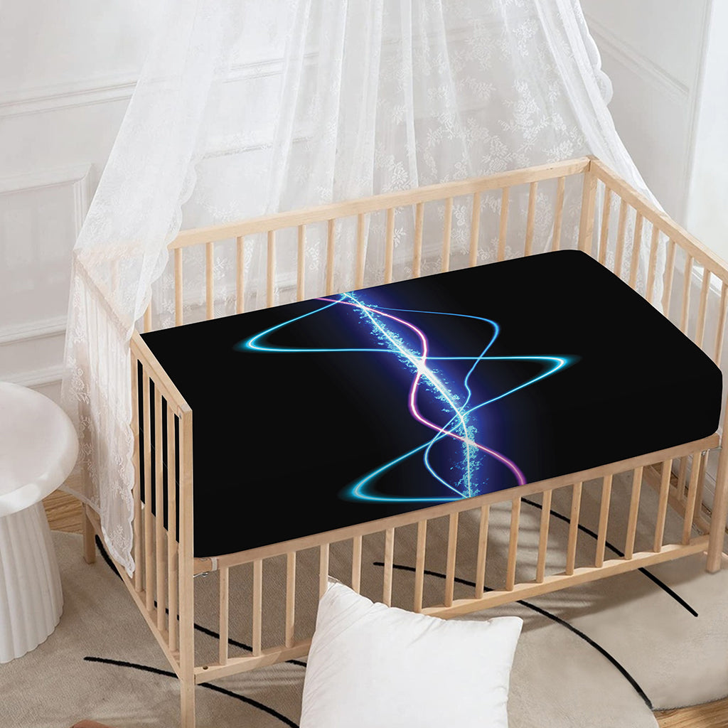 Pink And Teal Sound Wave Print Baby Crib Sheet