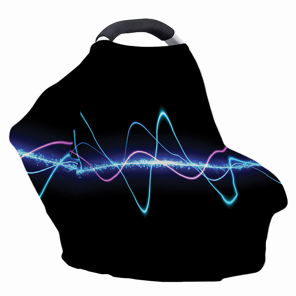 Pink And Teal Sound Wave Print Baby Seat Cover