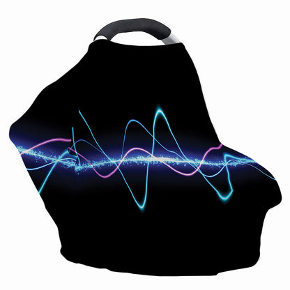 Pink And Teal Sound Wave Print Baby Seat Cover