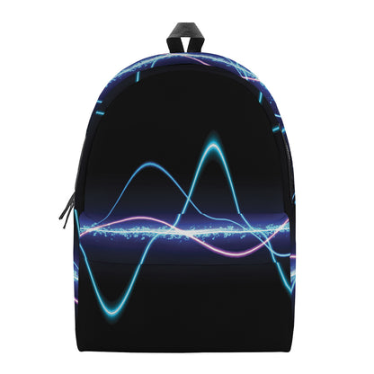 Pink And Teal Sound Wave Print Backpack