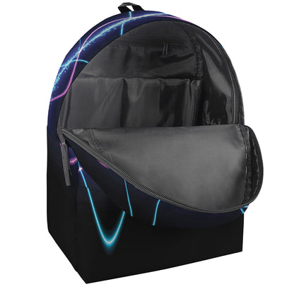 Pink And Teal Sound Wave Print Backpack