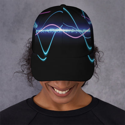 Pink And Teal Sound Wave Print Baseball Cap