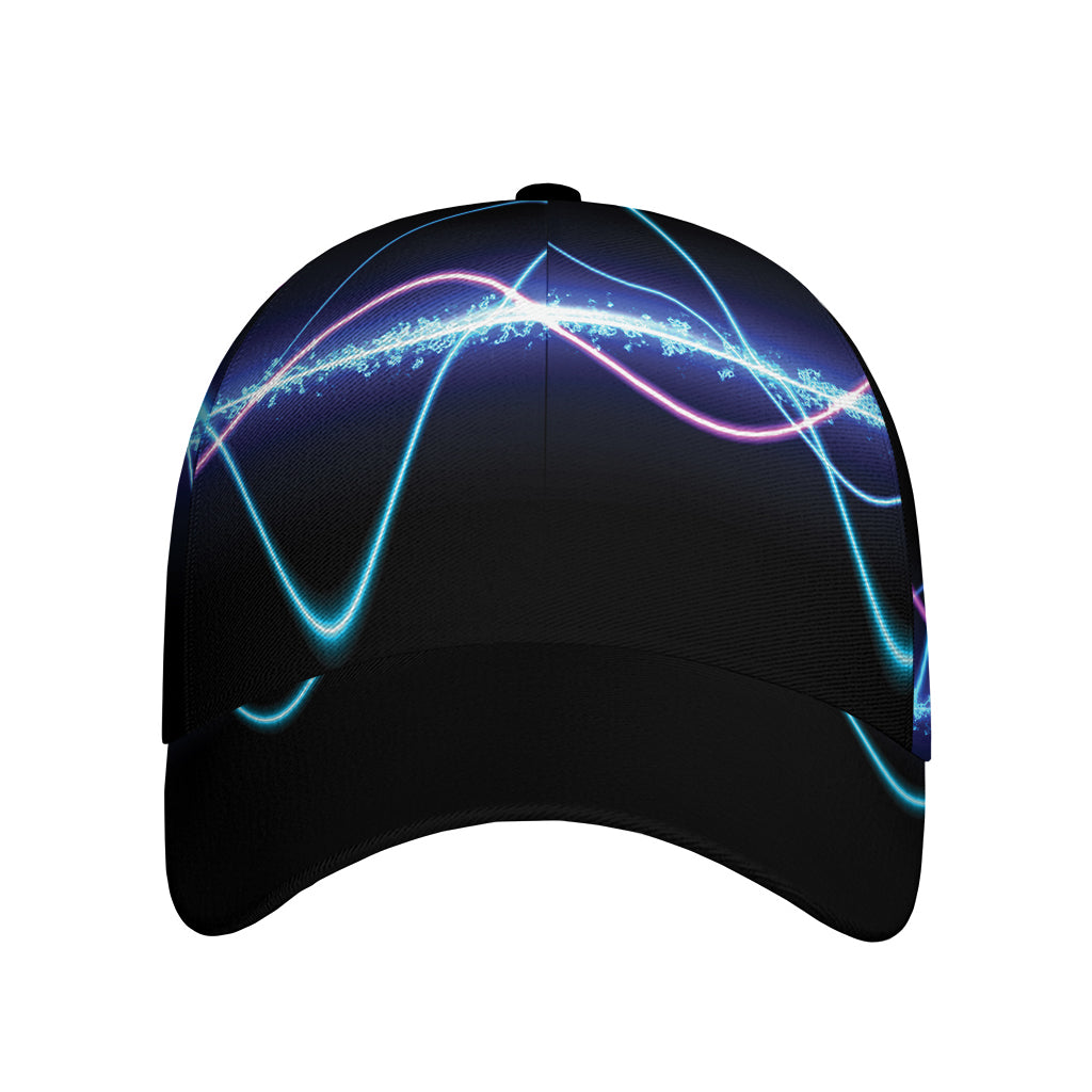 Pink And Teal Sound Wave Print Baseball Cap