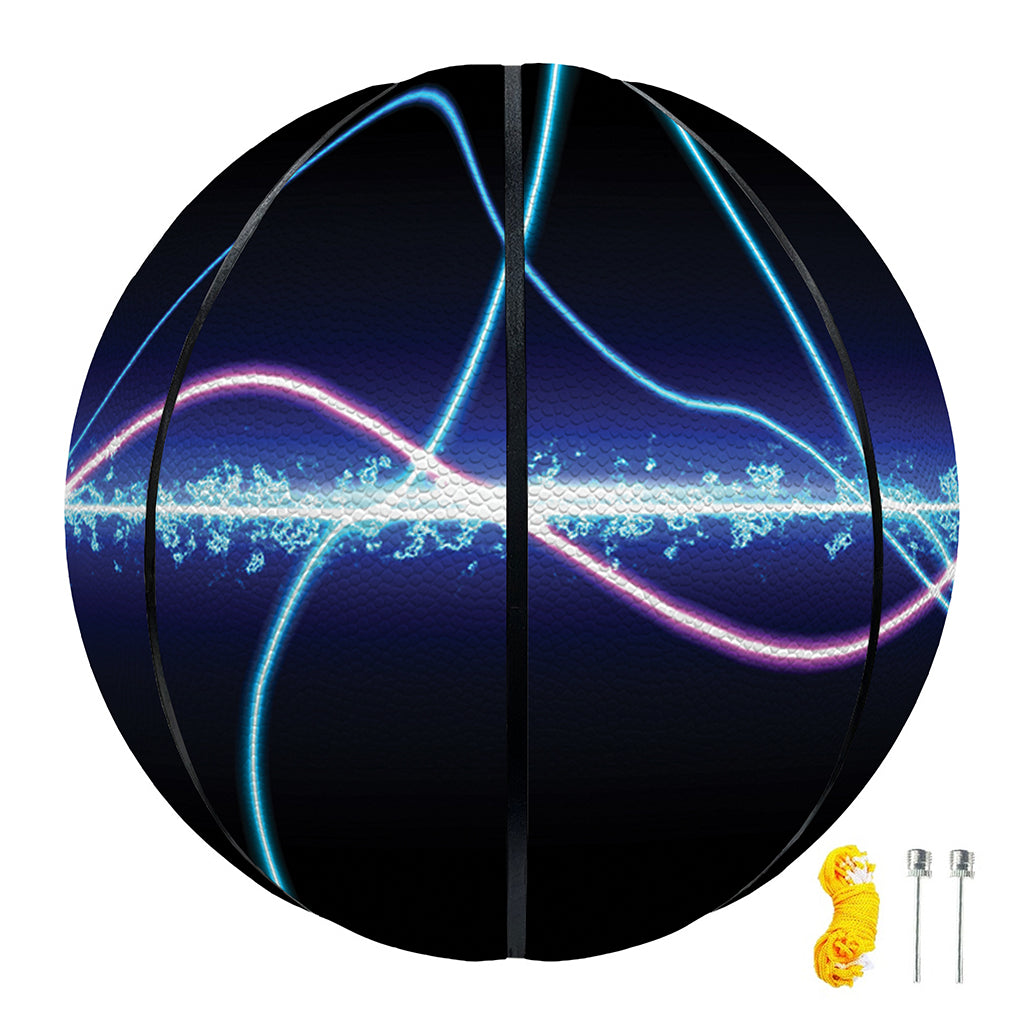 Pink And Teal Sound Wave Print Basketball