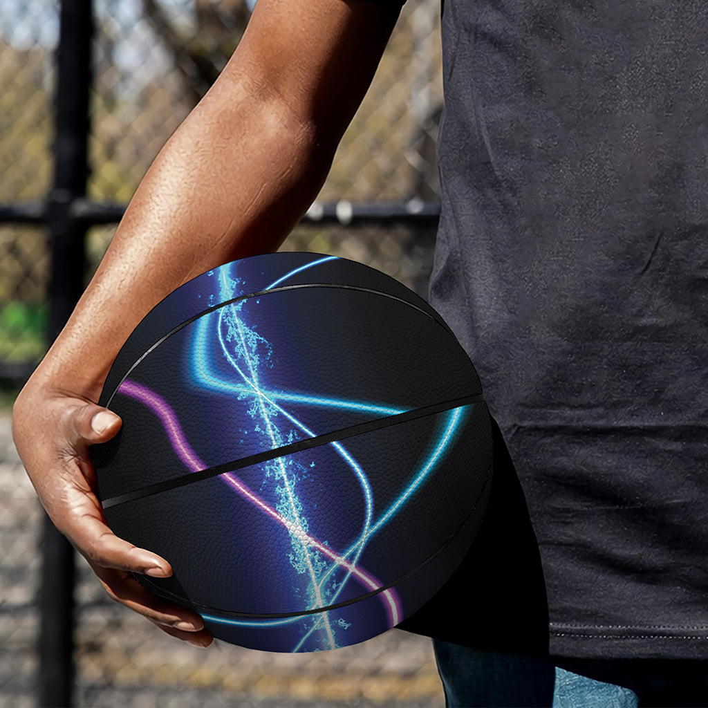 Pink And Teal Sound Wave Print Basketball