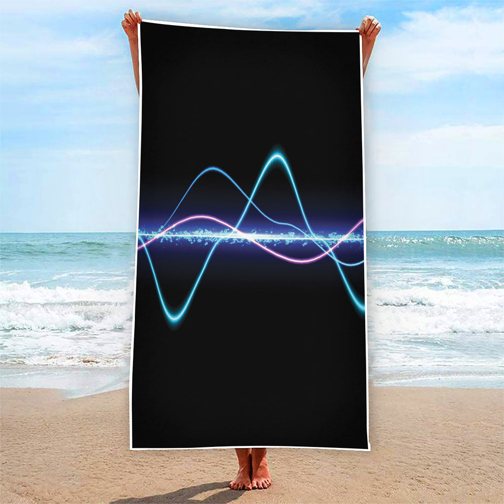 Pink And Teal Sound Wave Print Beach Towel