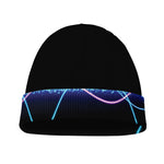 Pink And Teal Sound Wave Print Beanie