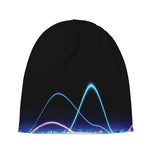 Pink And Teal Sound Wave Print Beanie