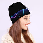 Pink And Teal Sound Wave Print Beanie