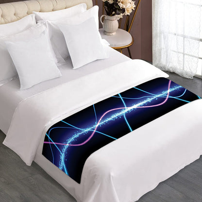 Pink And Teal Sound Wave Print Bed Runner