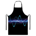 Pink And Teal Sound Wave Print Bib Apron With Pocket