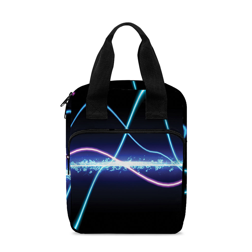 Pink And Teal Sound Wave Print Bible Tote Bag