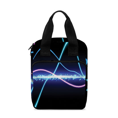 Pink And Teal Sound Wave Print Bible Tote Bag