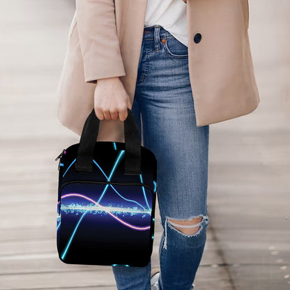 Pink And Teal Sound Wave Print Bible Tote Bag