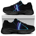 Pink And Teal Sound Wave Print Black Chunky Shoes