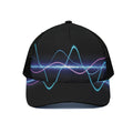 Pink And Teal Sound Wave Print Black Mesh Trucker Hat