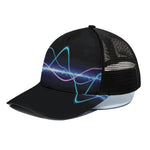 Pink And Teal Sound Wave Print Black Mesh Trucker Cap