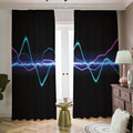 Pink And Teal Sound Wave Print Dimout Pencil Pleat Curtains