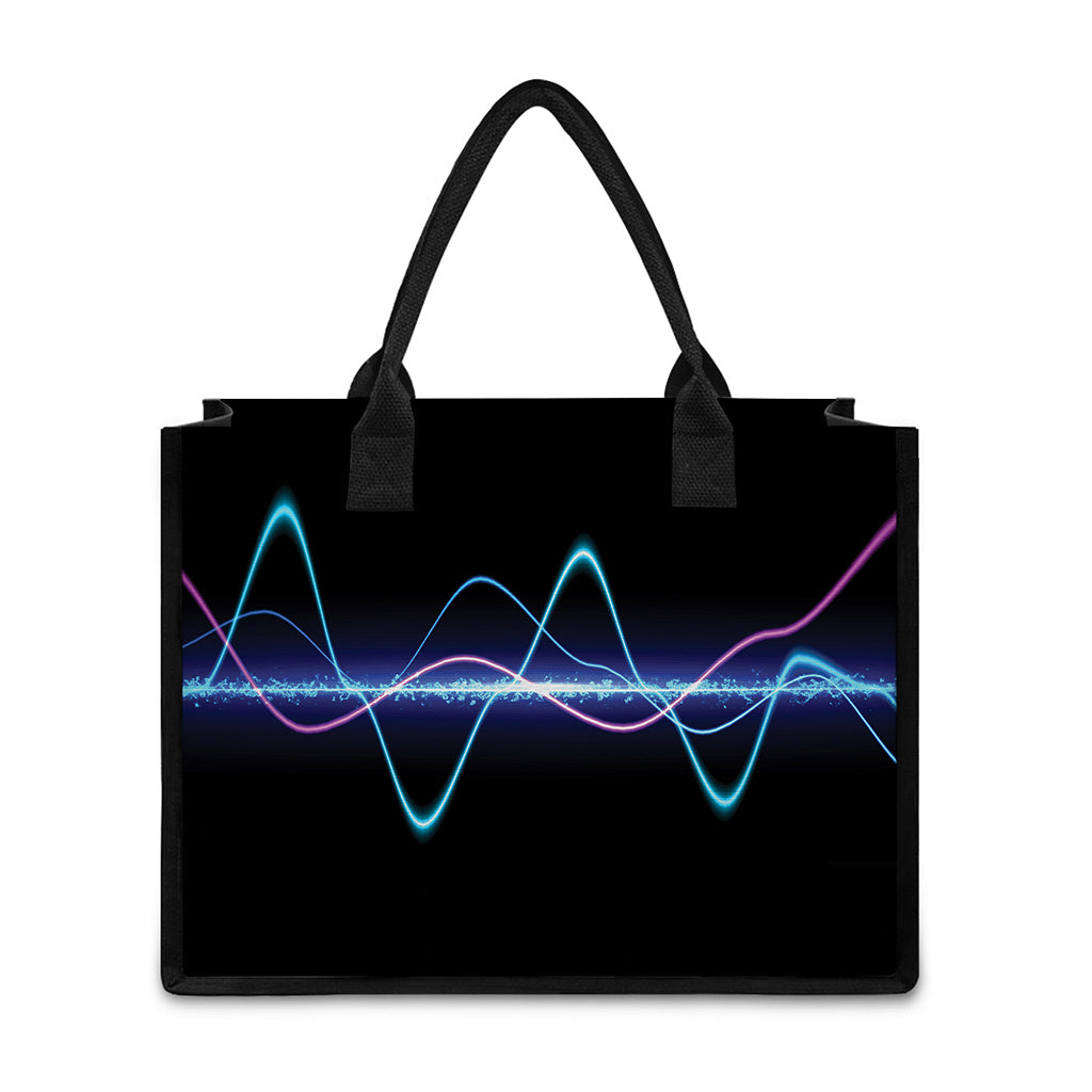 Pink And Teal Sound Wave Print Canvas Tote Bag