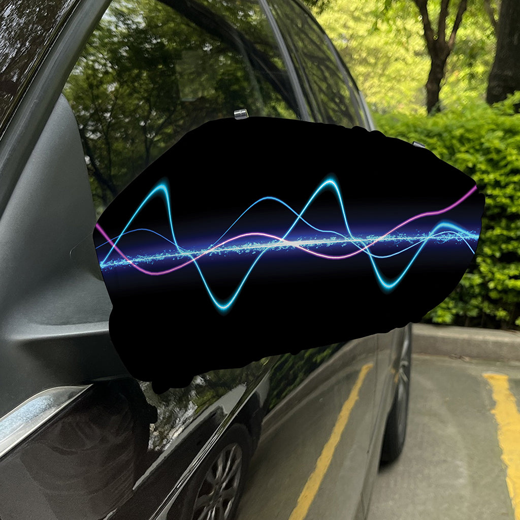 Pink And Teal Sound Wave Print Car Side Mirror Covers
