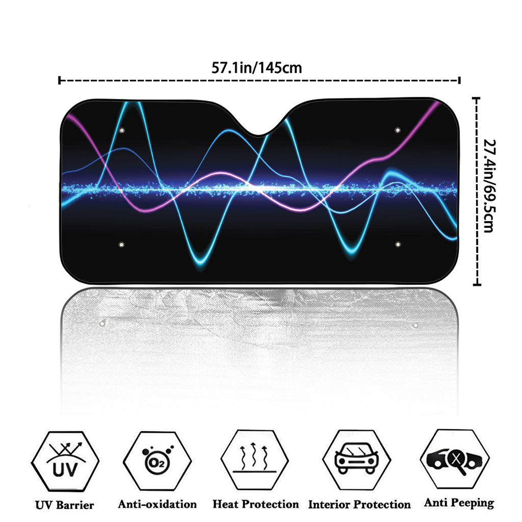 Pink And Teal Sound Wave Print Car Windshield Sun Shade