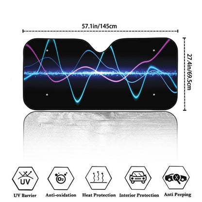 Pink And Teal Sound Wave Print Car Windshield Sun Shade