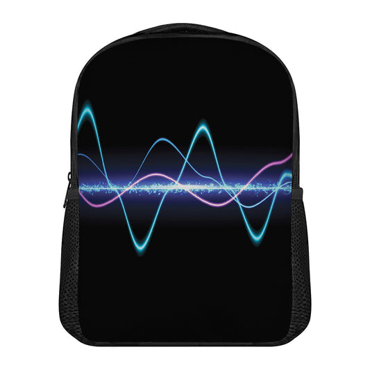 Pink And Teal Sound Wave Print Casual Backpack